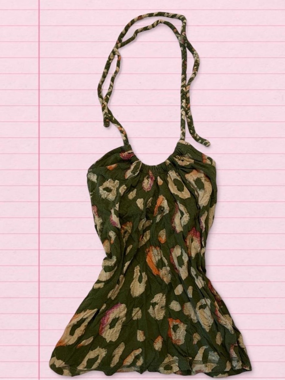 American Eagle Outfitters Olive Green Floral Halter Cami